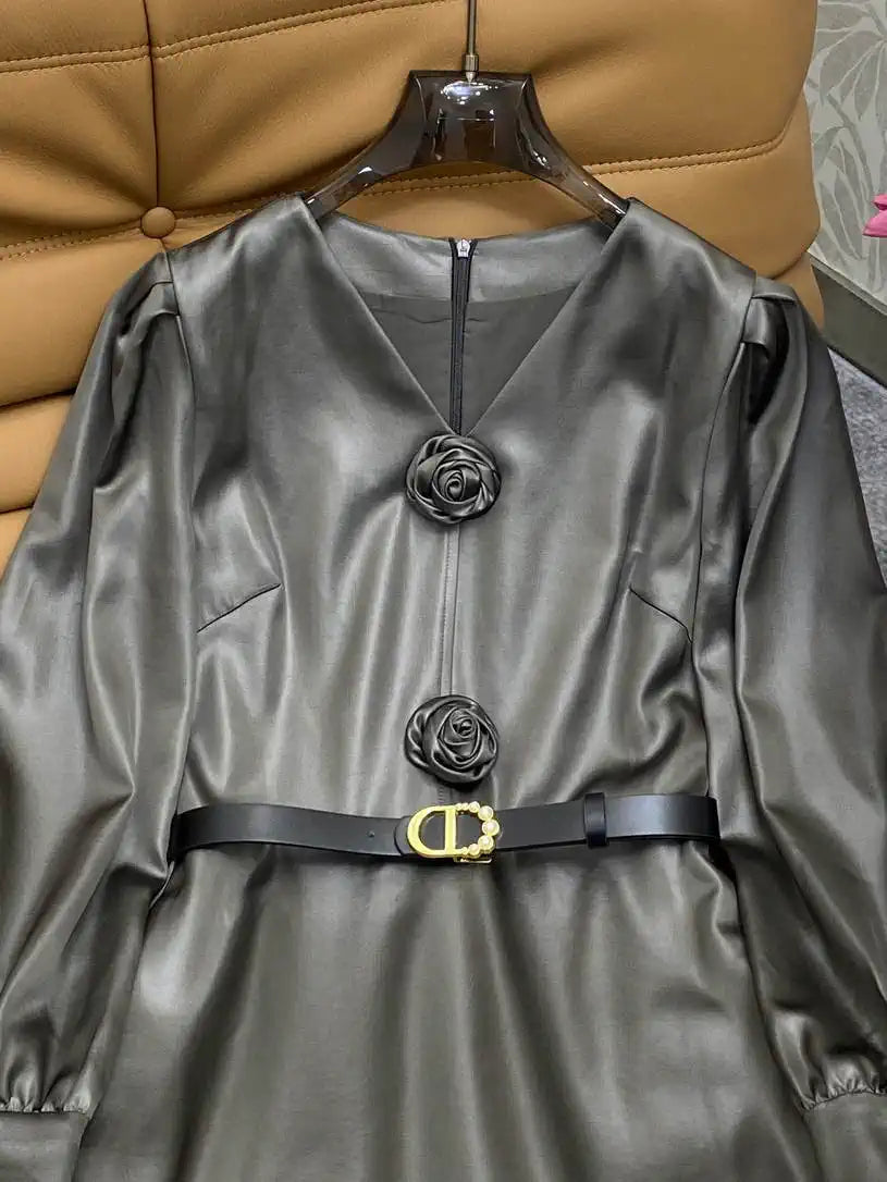 Dior Women V-neck dress with floral embellishment D38696