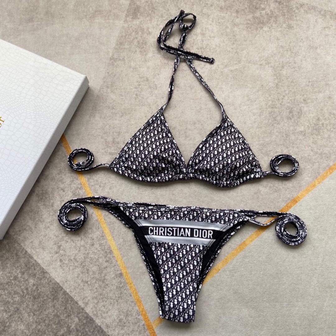 Dior Women's  BIKINI TOP Black Dior Oblique Technical Fabric 11BB01 - luxibagsmall