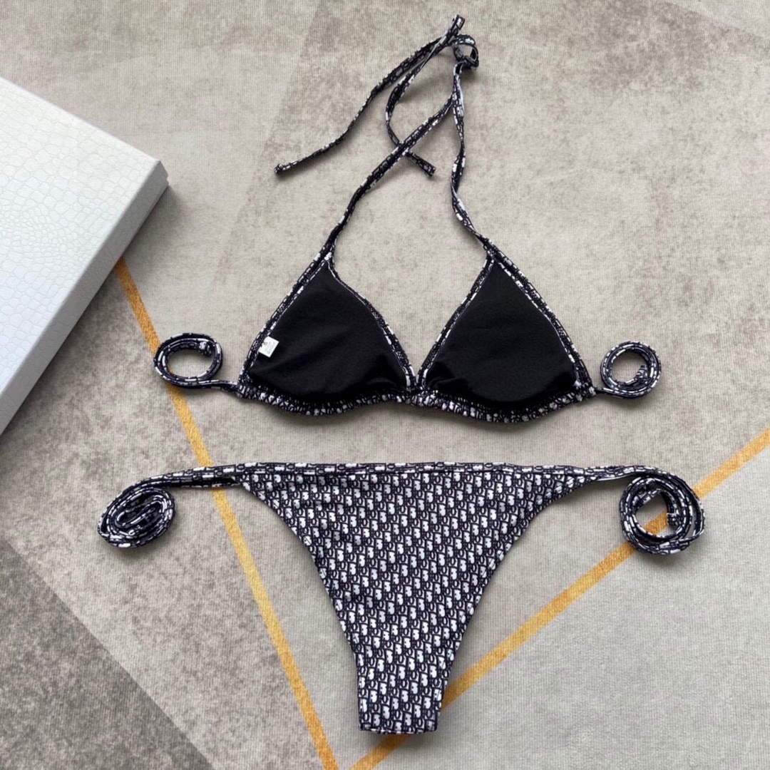 Dior Women's  BIKINI TOP Black Dior Oblique Technical Fabric 11BB01 - luxibagsmall