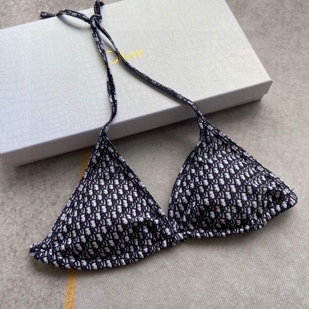 Dior Women's  BIKINI TOP Black Dior Oblique Technical Fabric 11BB01 - luxibagsmall