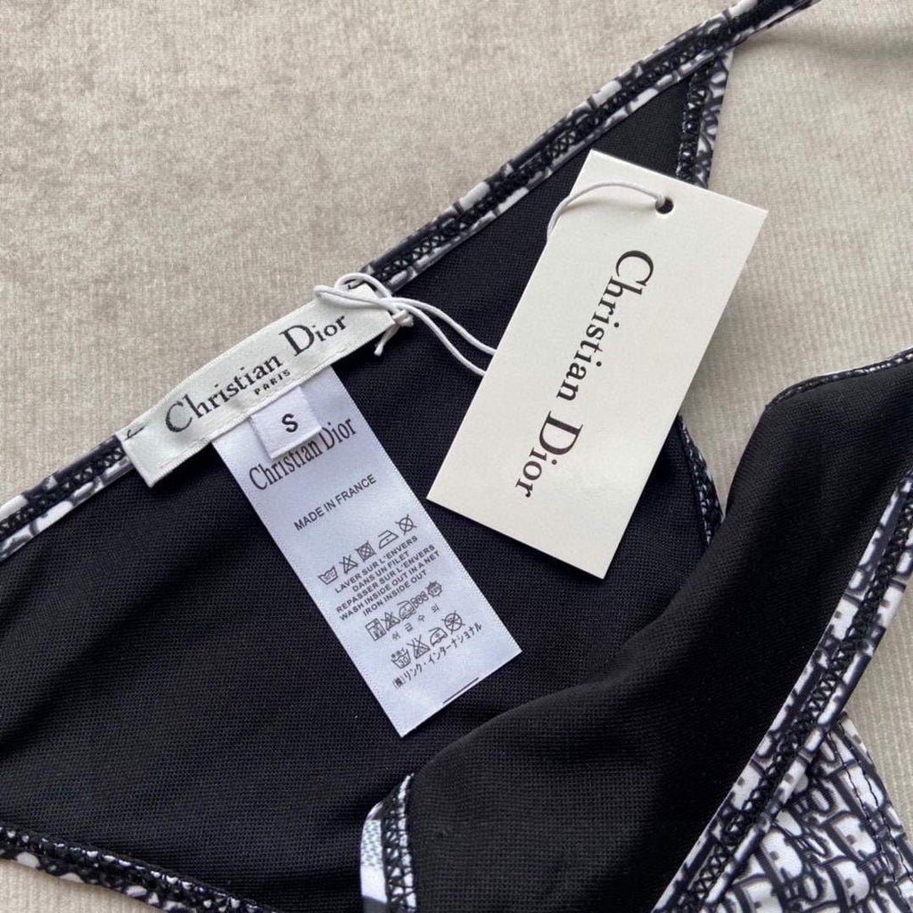 Dior Women's  BIKINI TOP Black Dior Oblique Technical Fabric 11BB01 - luxibagsmall