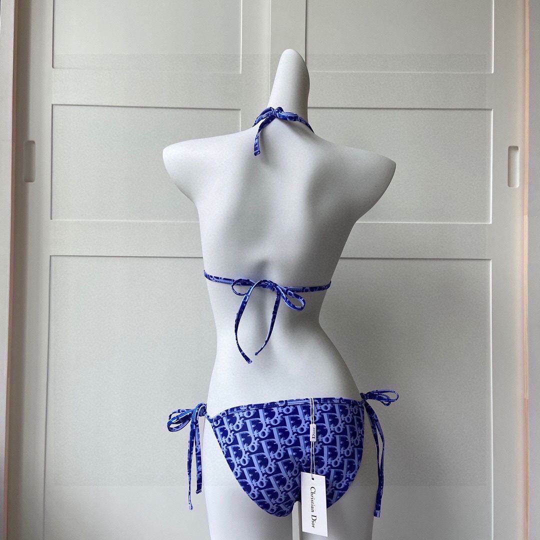 Dior Women's  BIKINI TOP Blue Dior Oblique Technical Fabric 11BB01 - luxibagsmall