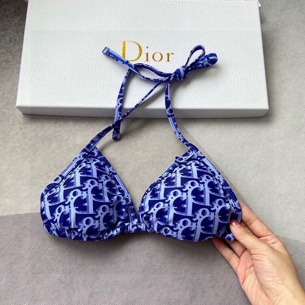 Dior Women's  BIKINI TOP Blue Dior Oblique Technical Fabric 11BB01 - luxibagsmall