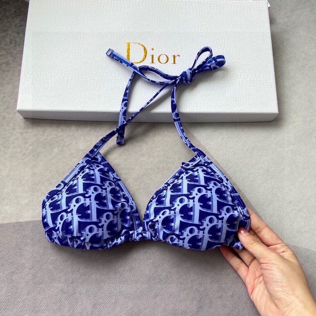 Dior Women's  BIKINI TOP Blue Dior Oblique Technical Fabric 11BB01 - luxibagsmall