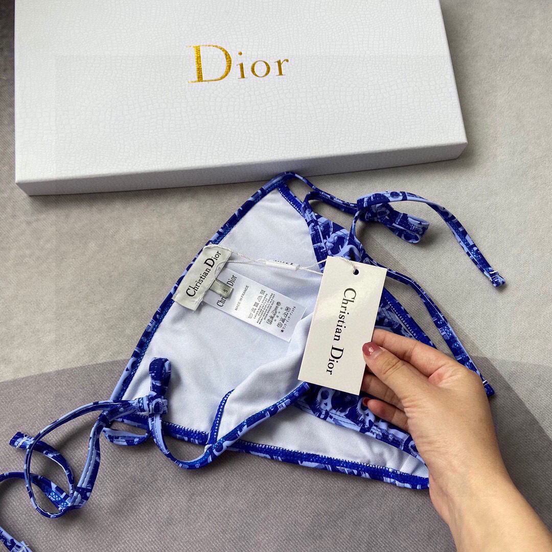 Dior Women's  BIKINI TOP Blue Dior Oblique Technical Fabric 11BB01 - luxibagsmall