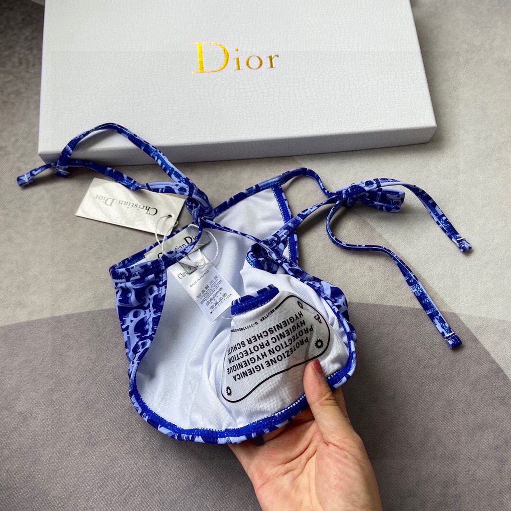 Dior Women's  BIKINI TOP Blue Dior Oblique Technical Fabric 11BB01 - luxibagsmall