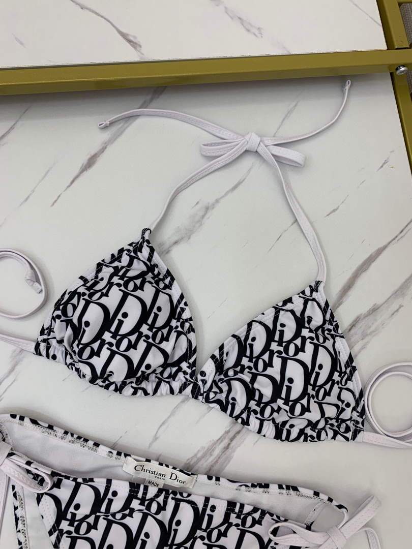 Dior Women's Designer inspired monogram pink trotter White and black swimsuit swimming suit 38097 - luxibagsmall