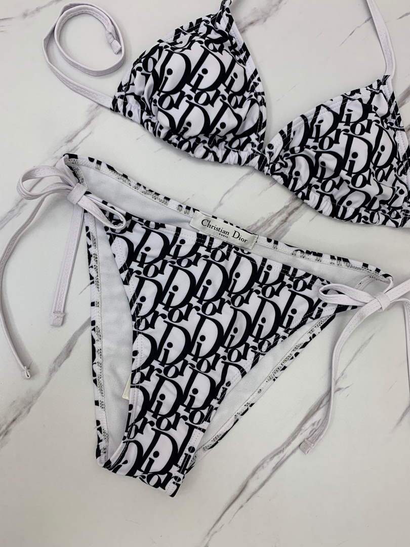 Dior Women's Designer inspired monogram pink trotter White and black swimsuit swimming suit 38097 - luxibagsmall