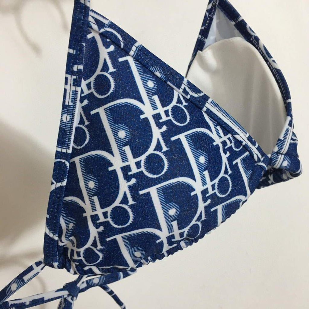 Dior Women's Designer inspired monogram pink trotter navy blue swimsuit swimming suit 38096 - luxibagsmall