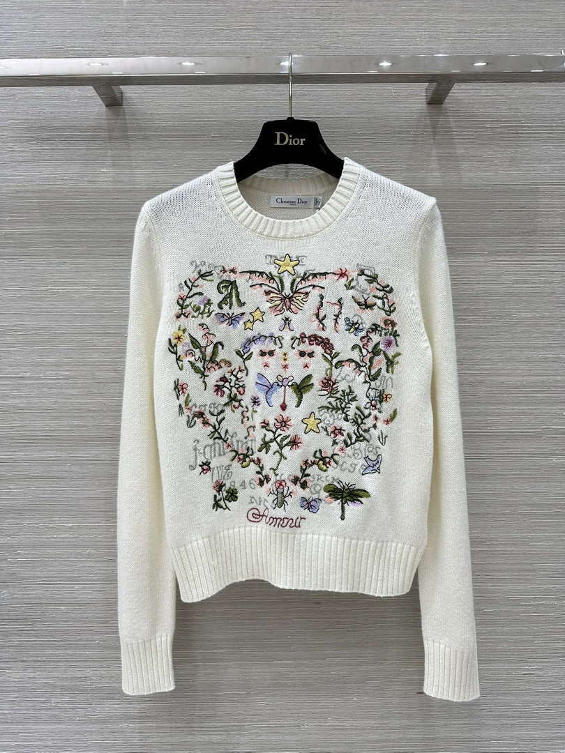 Dior Women's Floral embroidered long sleeves Sweater D38004