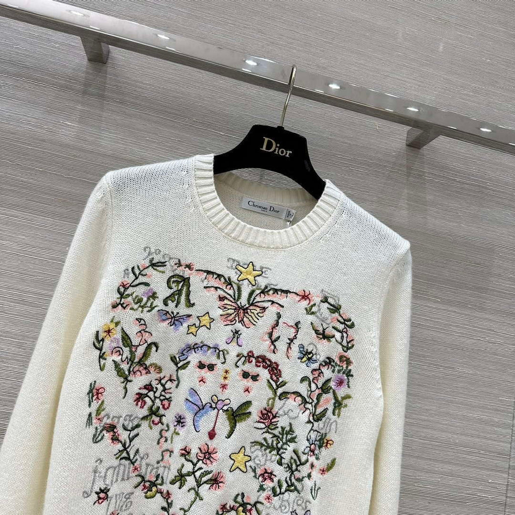 Dior Women's Floral embroidered long sleeves Sweater D38004