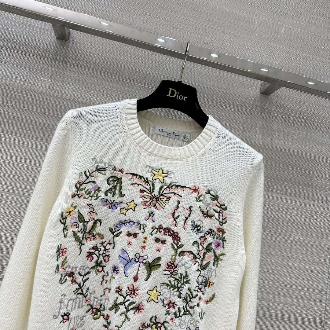 Dior Women's Floral embroidered long sleeves Sweater D38004