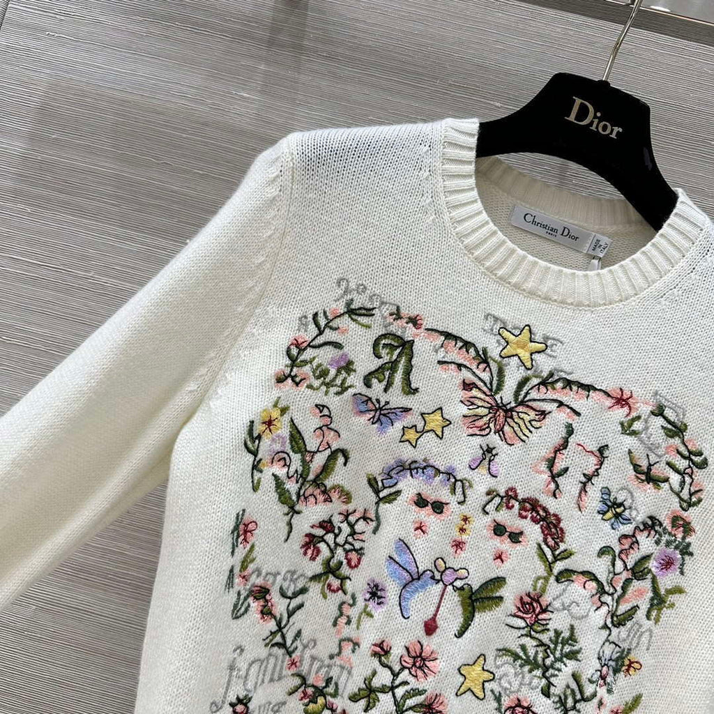 Dior Women's Floral embroidered long sleeves Sweater D38004