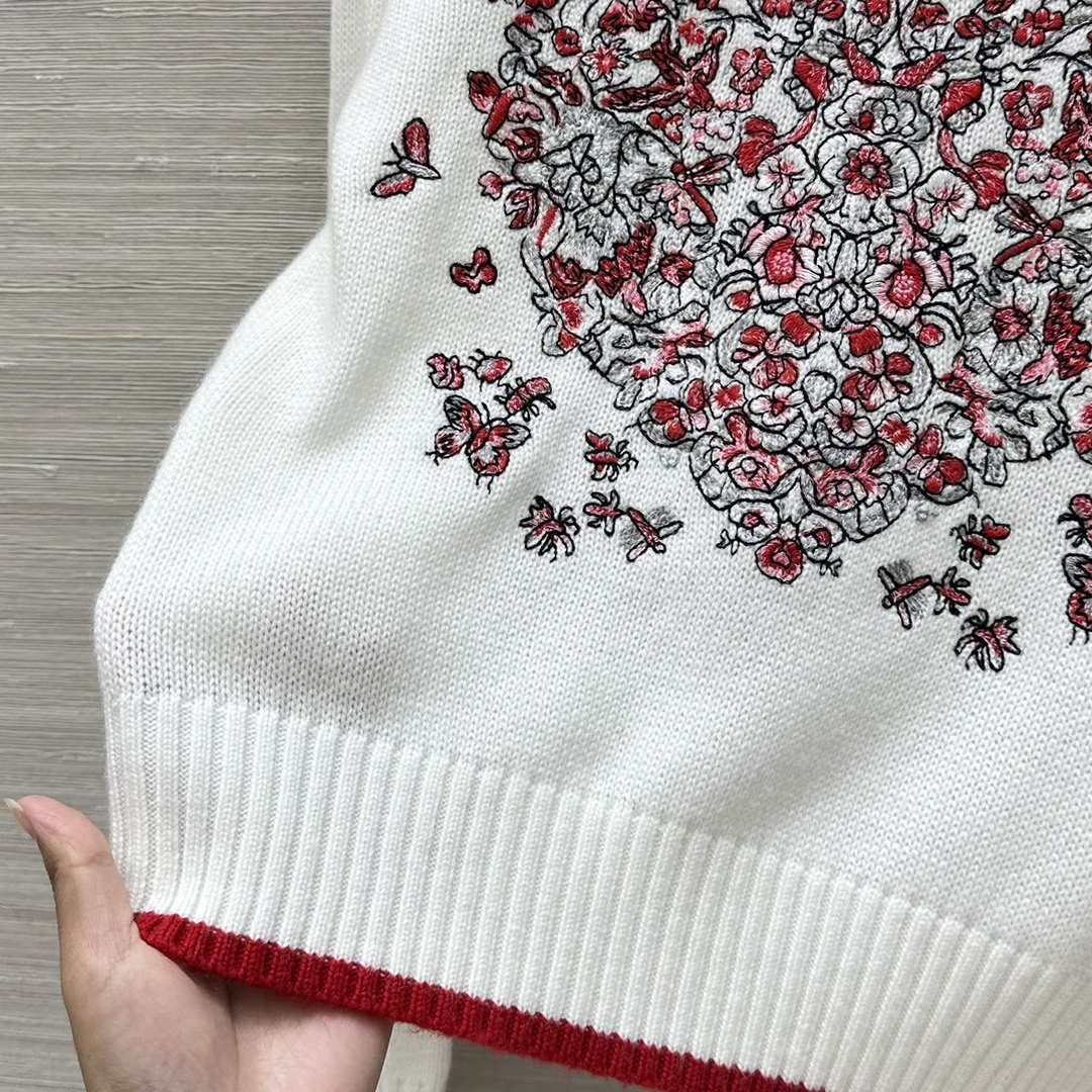 Dior Women's Floral embroidered long sleeves Sweater D38010
