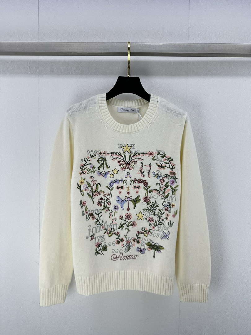 Dior Women's Floral embroidered long sleeves Sweater D38011