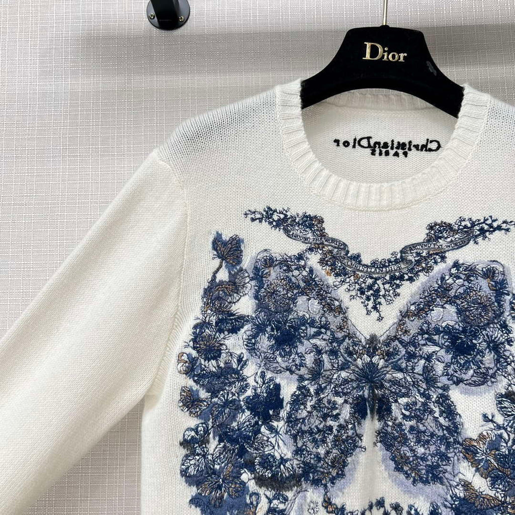 Dior Women's Floral embroidered long sleeves Sweater D38013