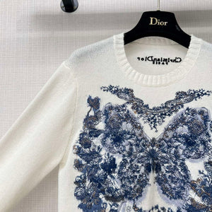 Dior Women's Floral embroidered long sleeves Sweater D38013 - S - View 3