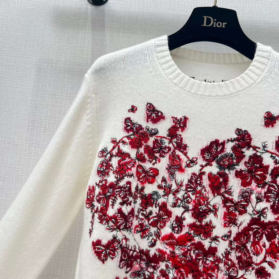 Dior Women's Floral embroidered long sleeves Sweater D38015