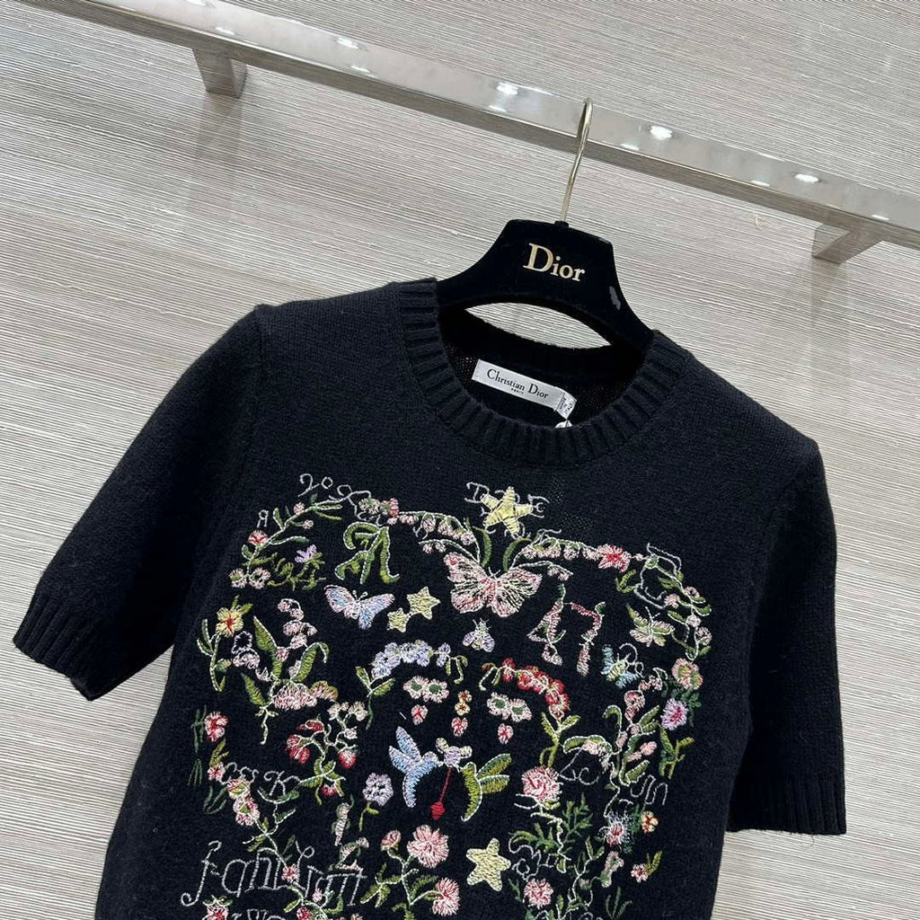 Dior Women's Floral embroidered short sleeves Sweater D38006