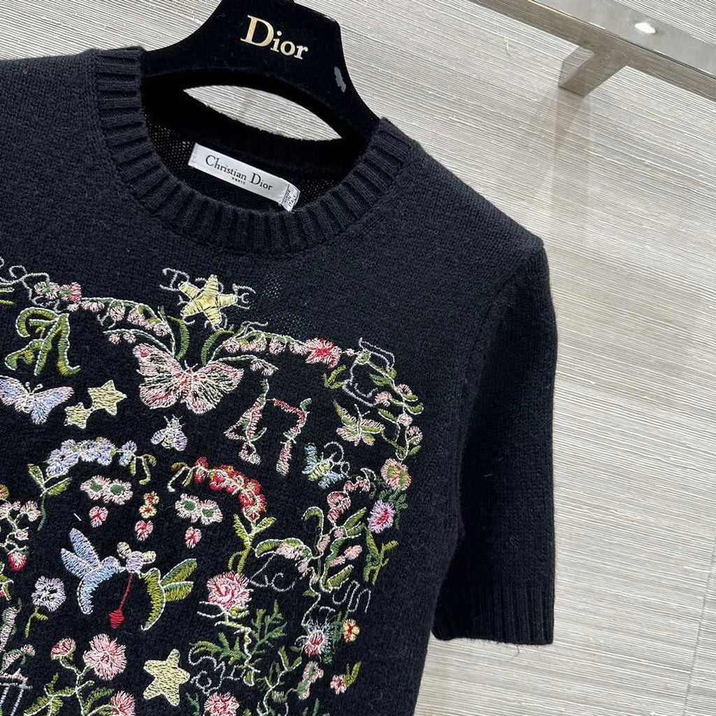 Dior Women's Floral embroidered short sleeves Sweater D38006