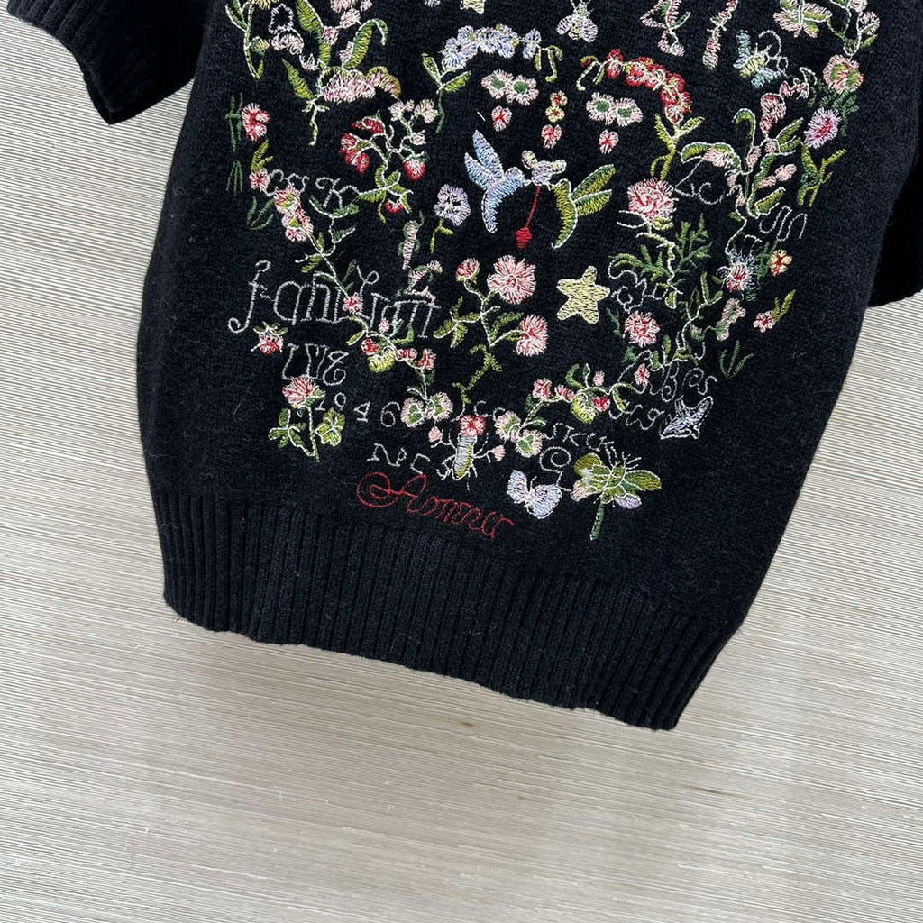 Dior Women's Floral embroidered short sleeves Sweater D38006