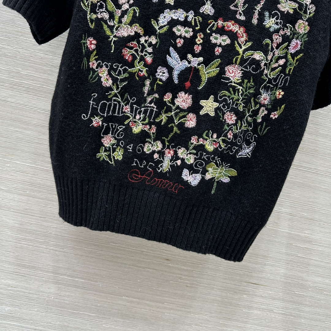Dior Women's Floral embroidered short sleeves Sweater D38006