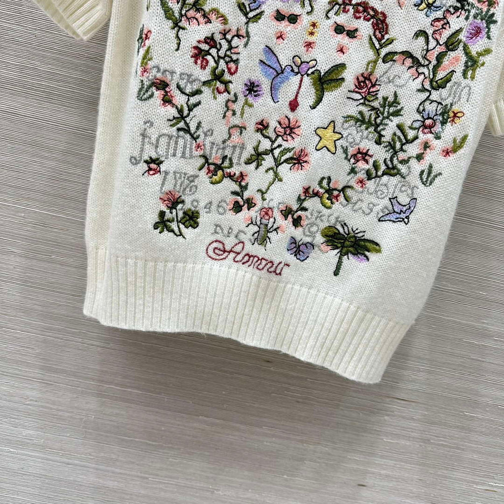 Dior Women's Floral embroidered short sleeves Sweater D38007