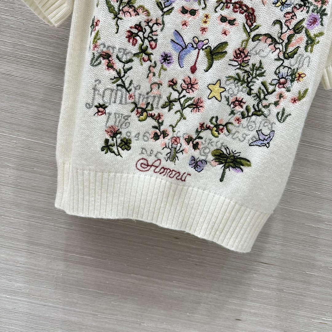 Dior Women's Floral embroidered short sleeves Sweater D38007