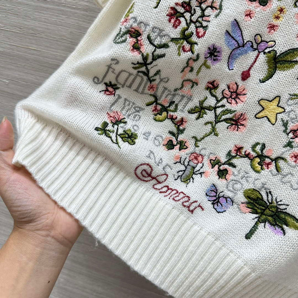Dior Women's Floral embroidered short sleeves Sweater D38007