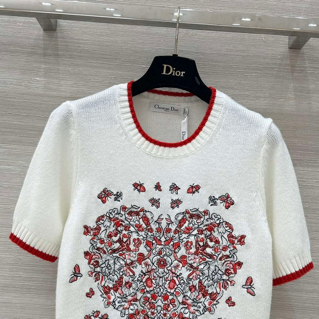 Dior Women's Floral embroidered Short sleeves Sweater D38017