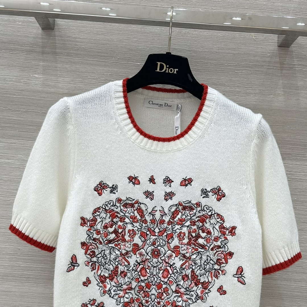 Dior Women's Floral embroidered Short sleeves Sweater D38017
