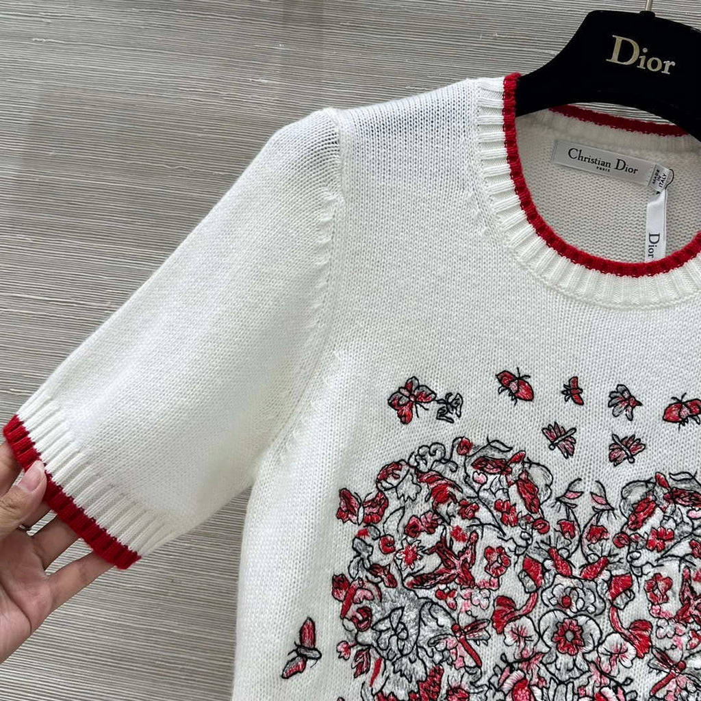 Dior Women's Floral embroidered Short sleeves Sweater D38017