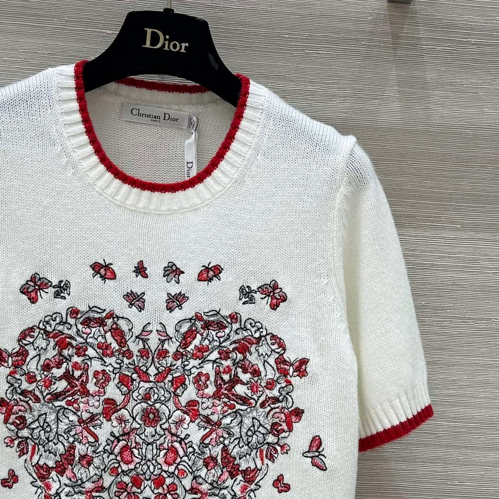Dior Women's Floral embroidered Short sleeves Sweater D38017