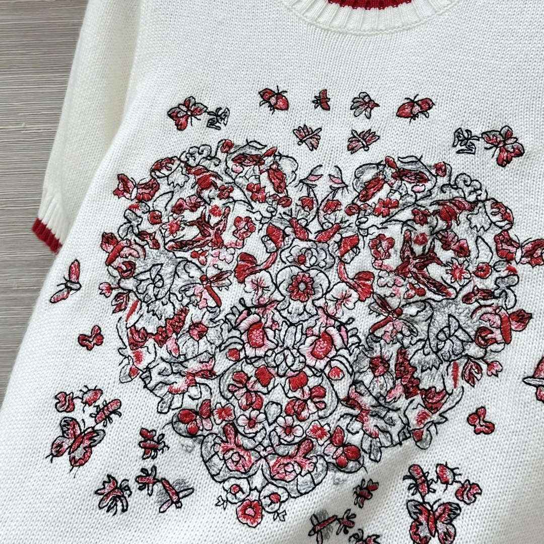Dior Women's Floral embroidered Short sleeves Sweater D38017
