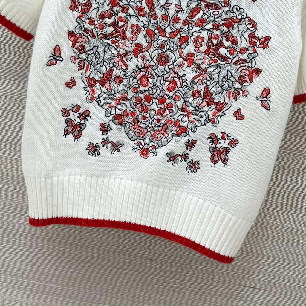 Dior Women's Floral embroidered Short sleeves Sweater D38017