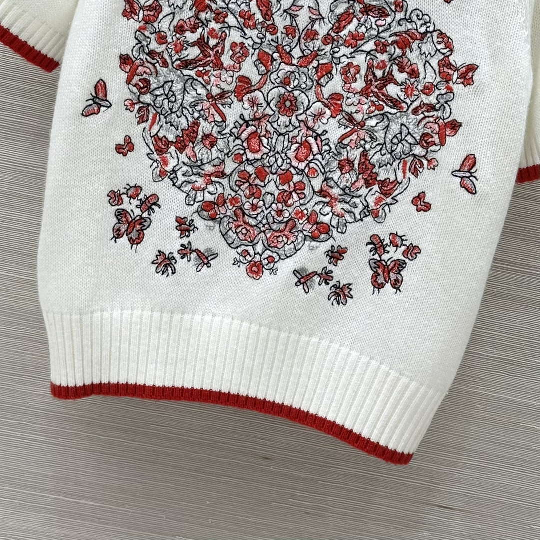 Dior Women's Floral embroidered Short sleeves Sweater D38017