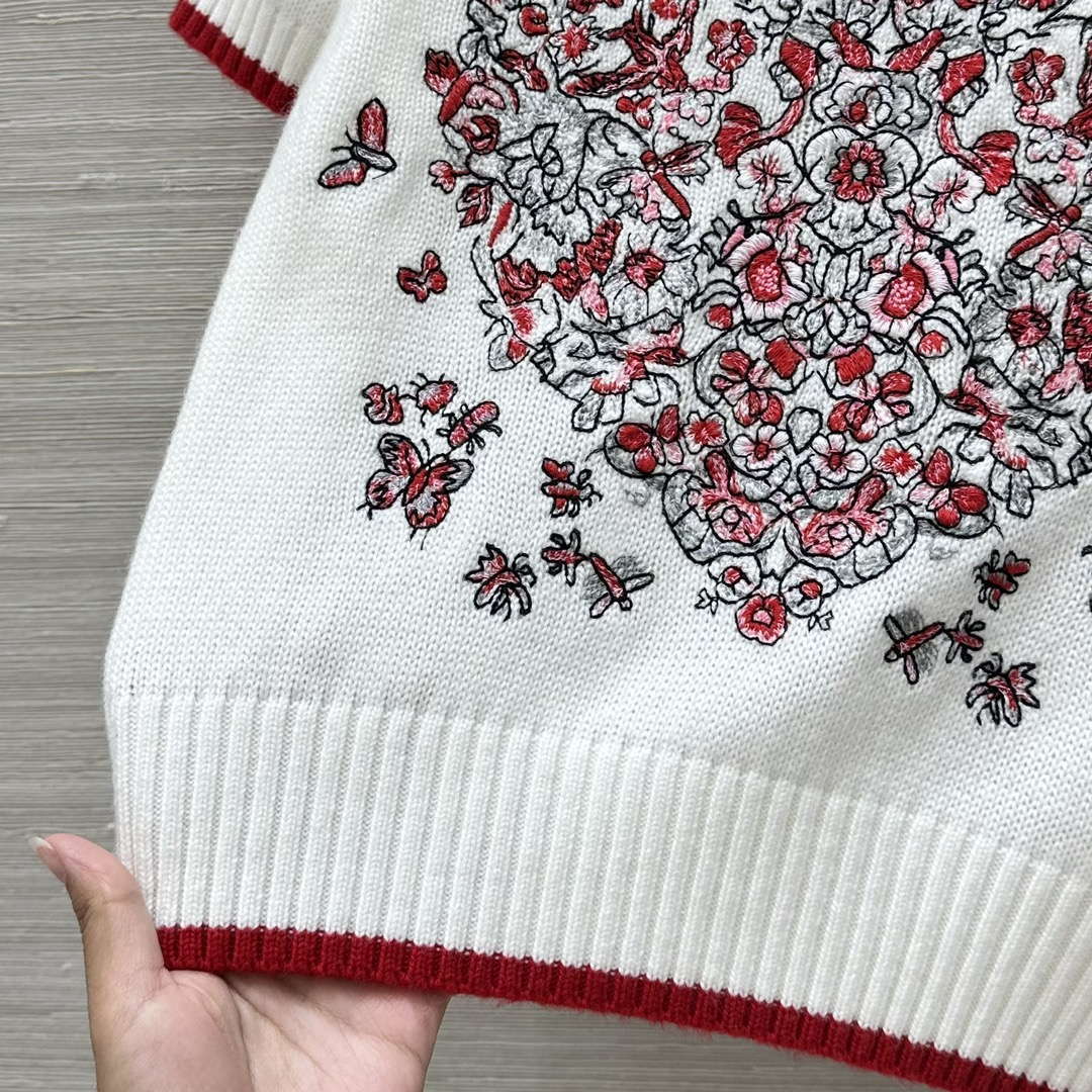 Dior Women's Floral embroidered Short sleeves Sweater D38017