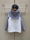 Dior Women's HOODED SHORT ANORAK 38115 Gray and White