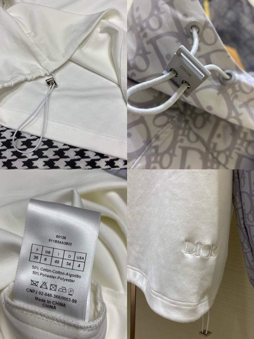 Dior Women's HOODED SHORT ANORAK 38115 Gray and White