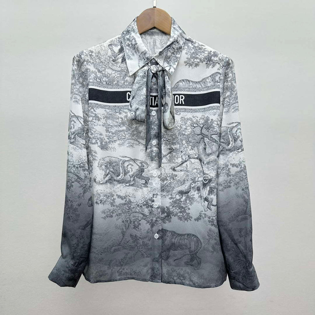 Dior Women's ink painting printed silk shirt D60990