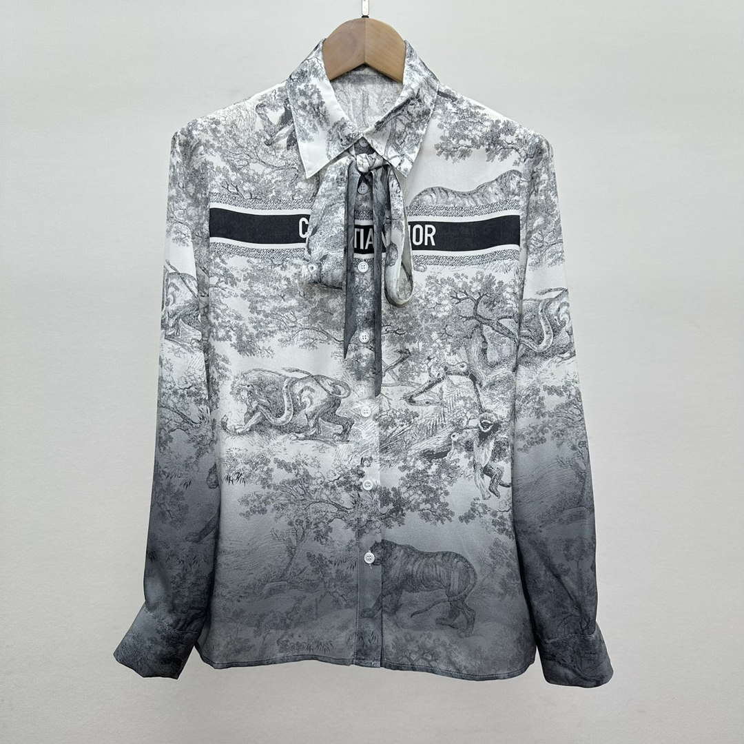 Dior Women's ink painting printed silk shirt D60990