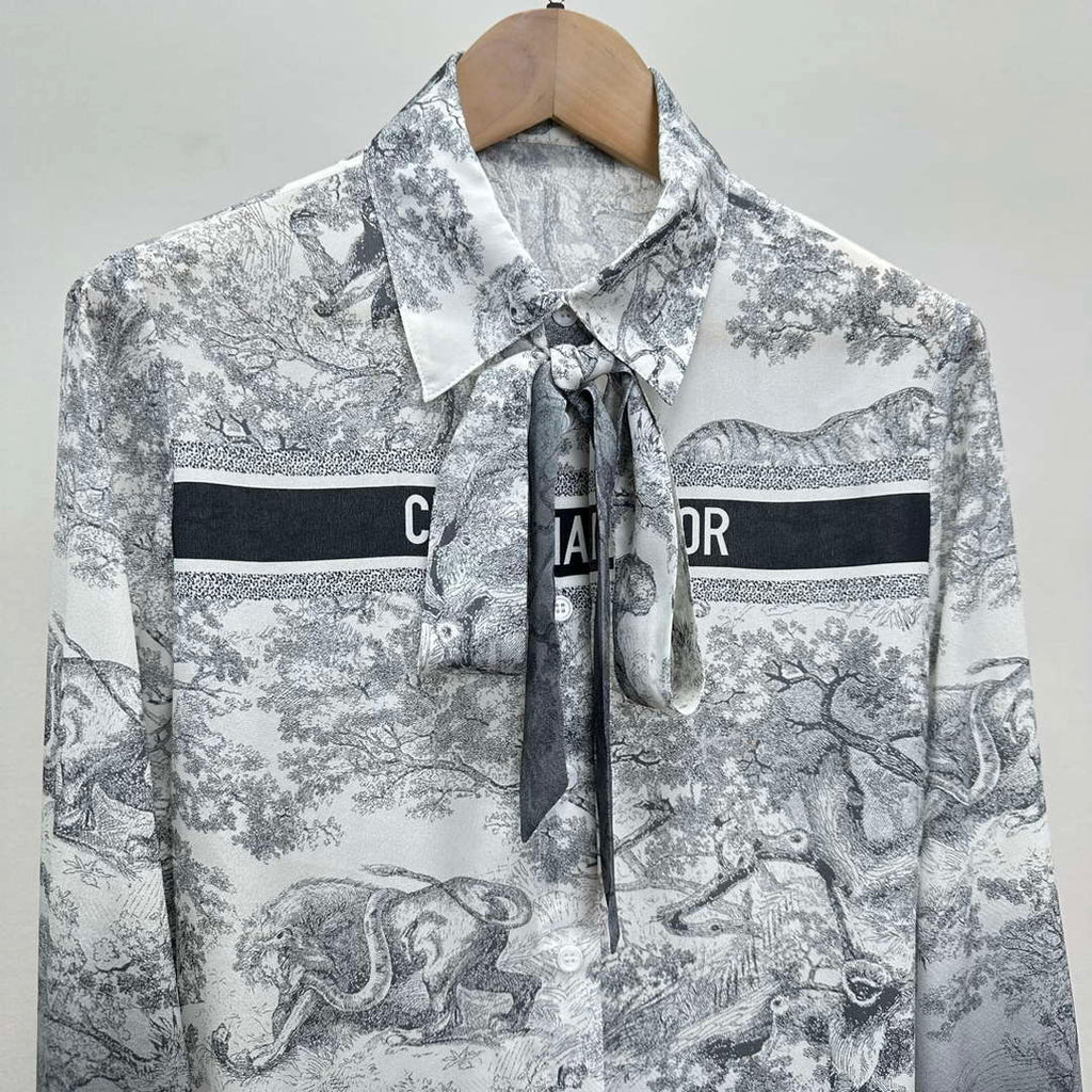 Dior Women's ink painting printed silk shirt D60990