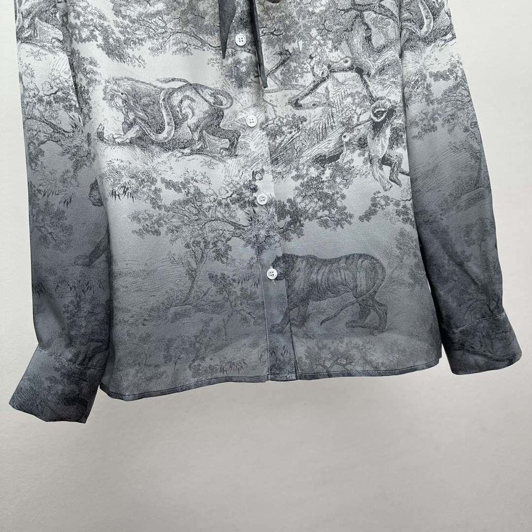 Dior Women's ink painting printed silk shirt D60990