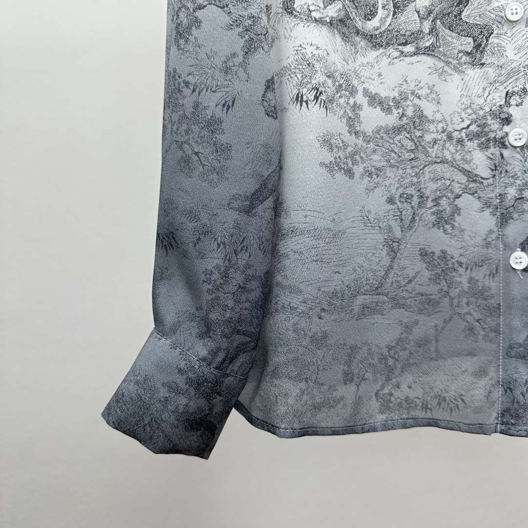 Dior Women's ink painting printed silk shirt D60990