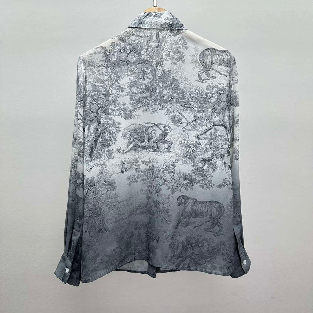 Dior Women's ink painting printed silk shirt D60990