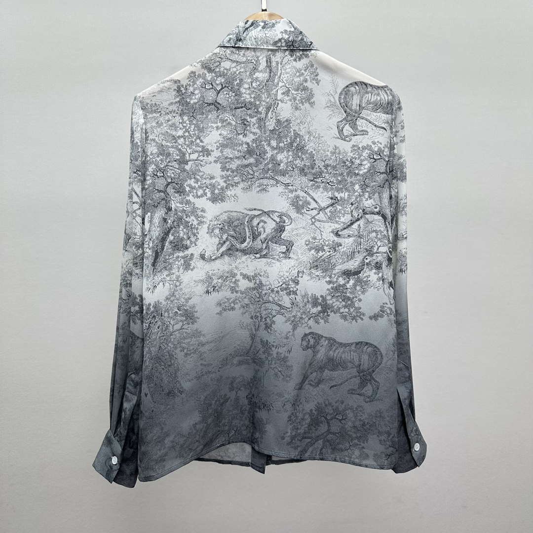 Dior Women's ink painting printed silk shirt D60990