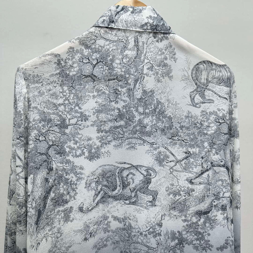 Dior Women's ink painting printed silk shirt D60990