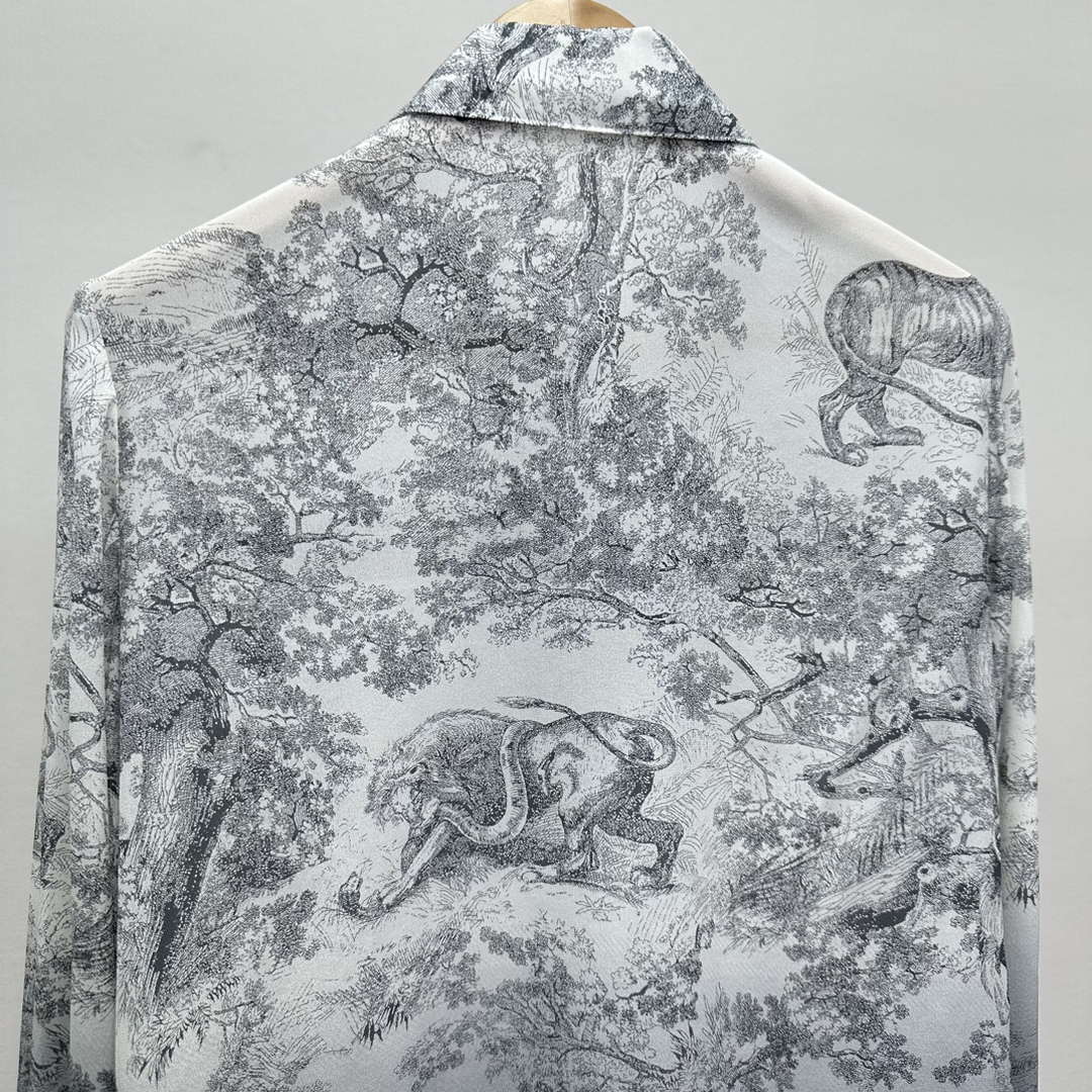 Dior Women's ink painting printed silk shirt D60990