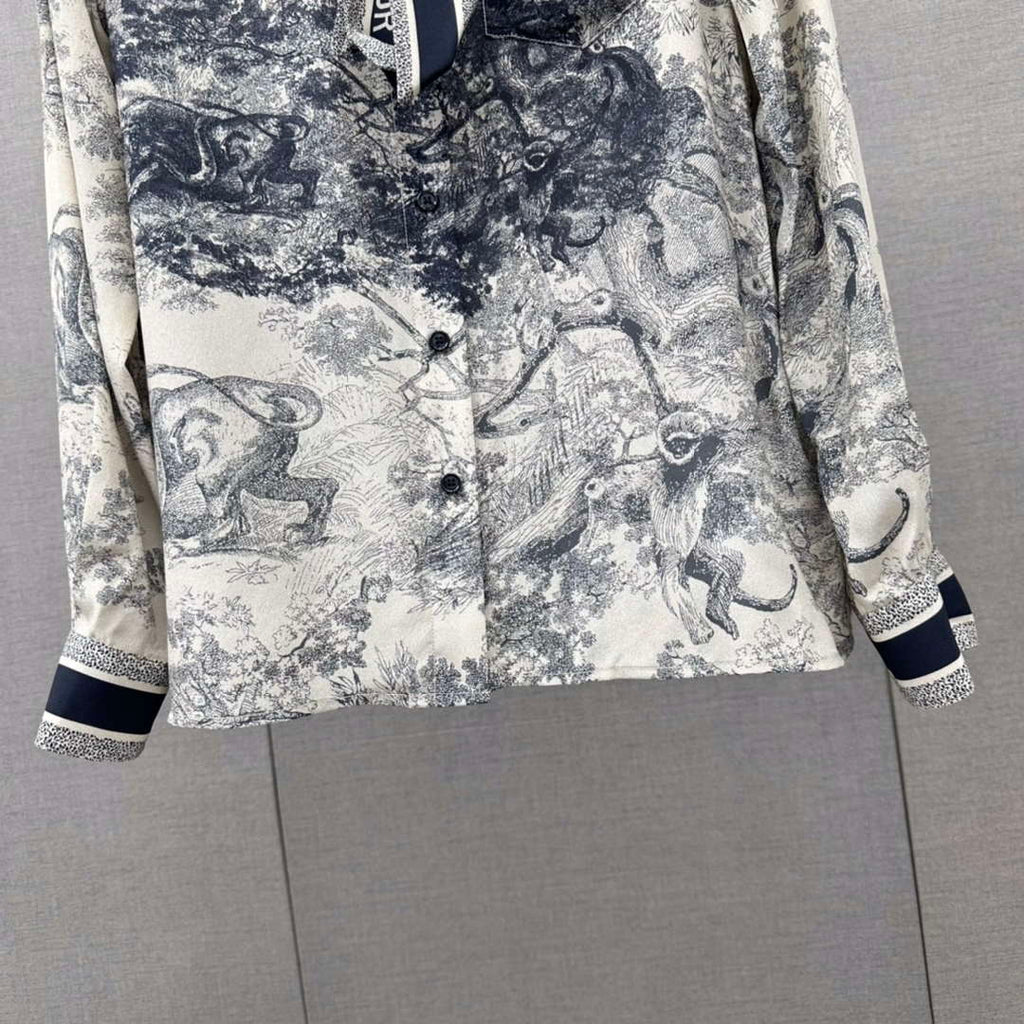 Dior Women's ink painting printed silk shirt D60991