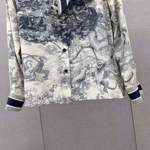 Dior Women's ink painting printed silk shirt D60991 - S - View 2